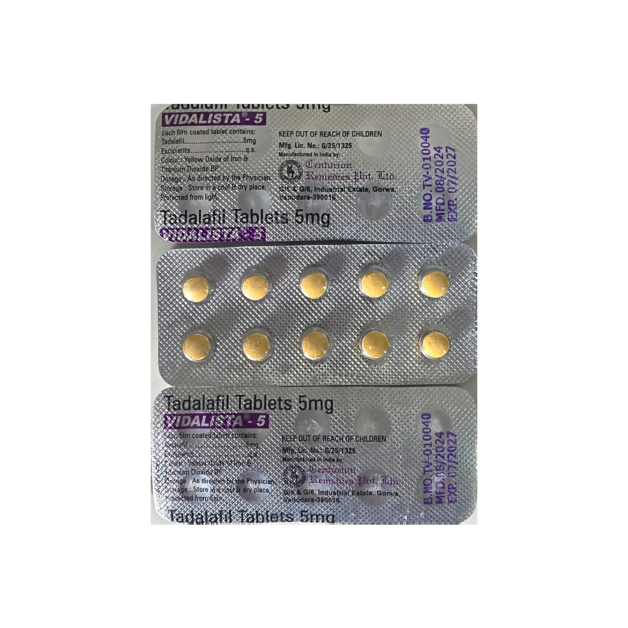 Tadalafil 5mg Tablets (Vidalista 5) – 30 Tablets
